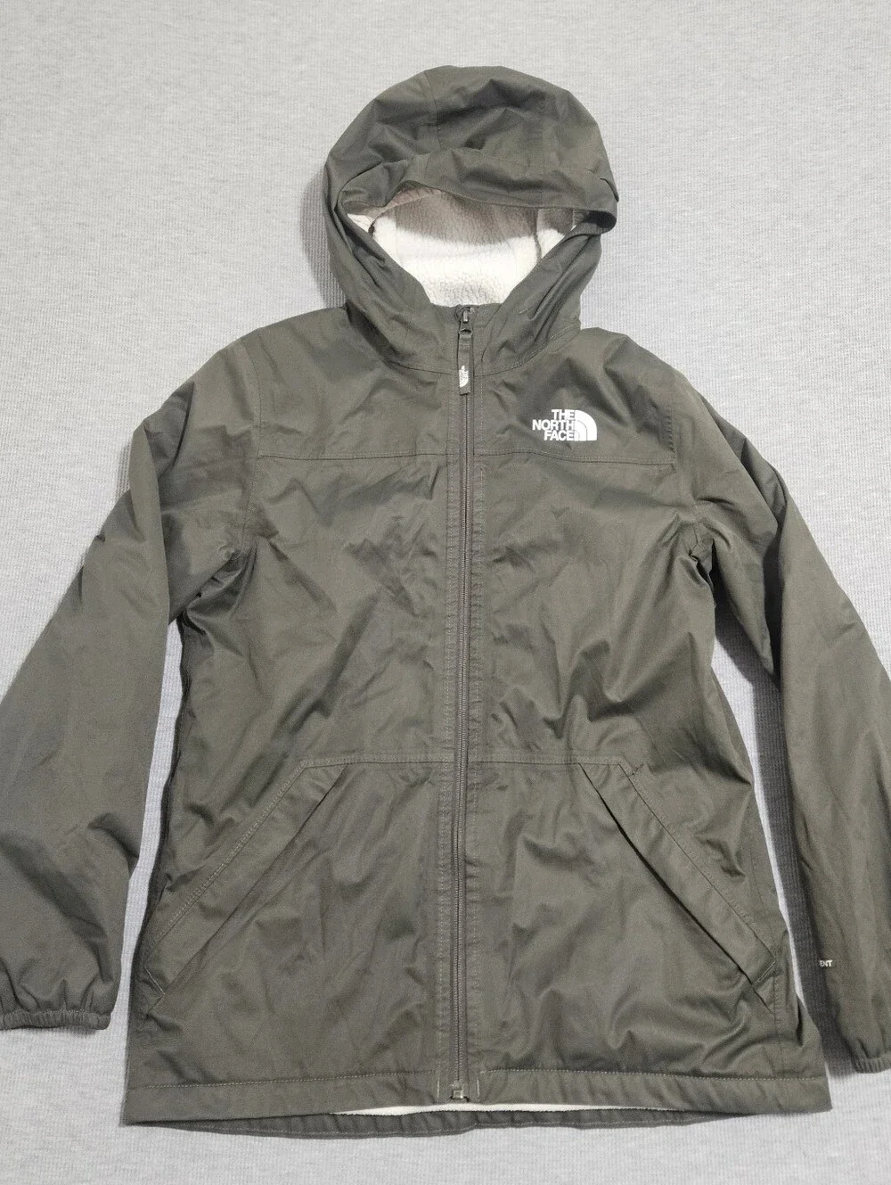 The North Face Olive Green Hooded Shell Jacket Girls XL  Dryvent
